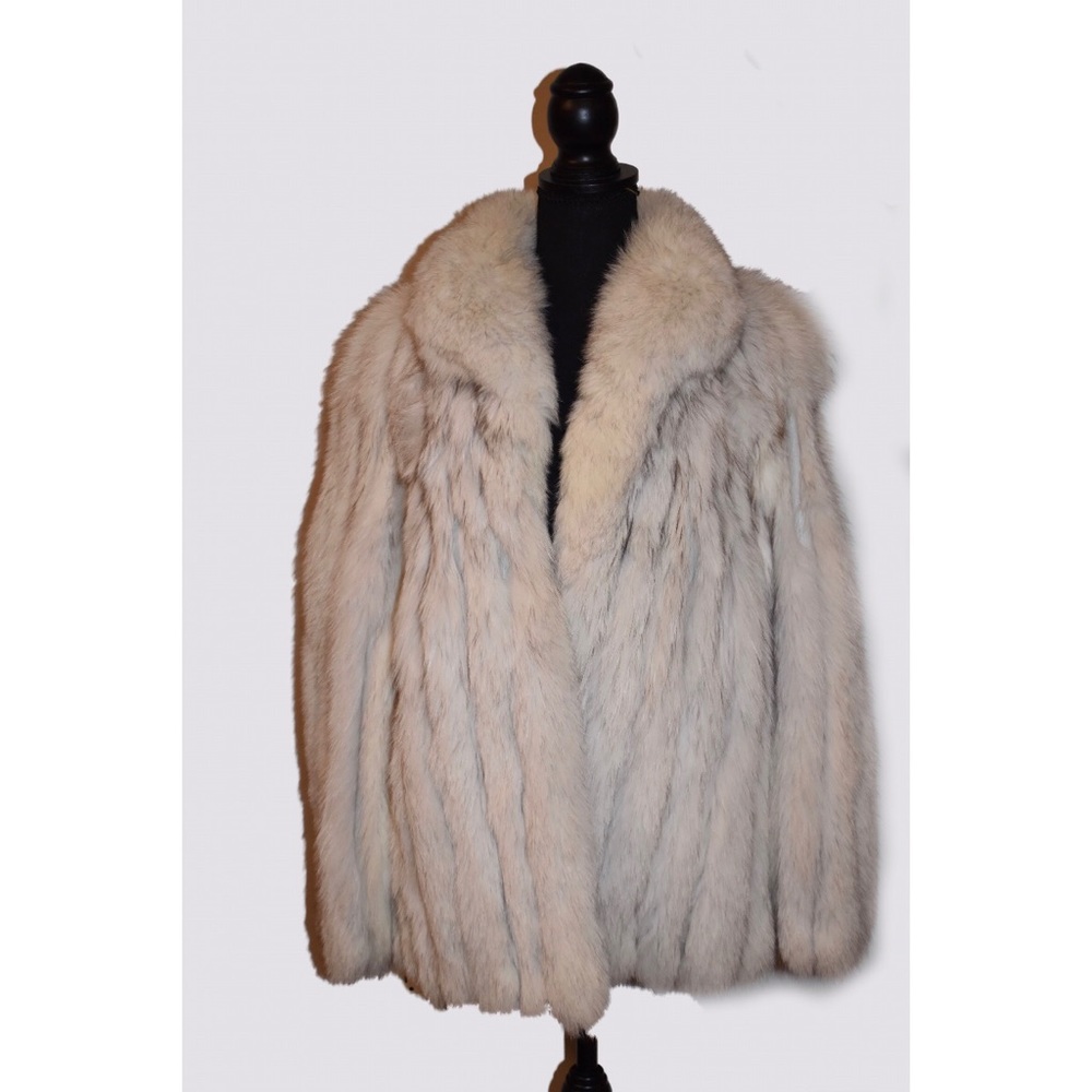 White / Black Fox Fur Coat